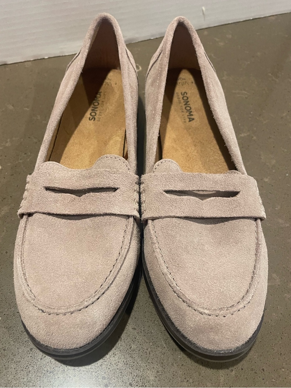 Sonoma Women's Suede Penny Loafers in Light Taupe